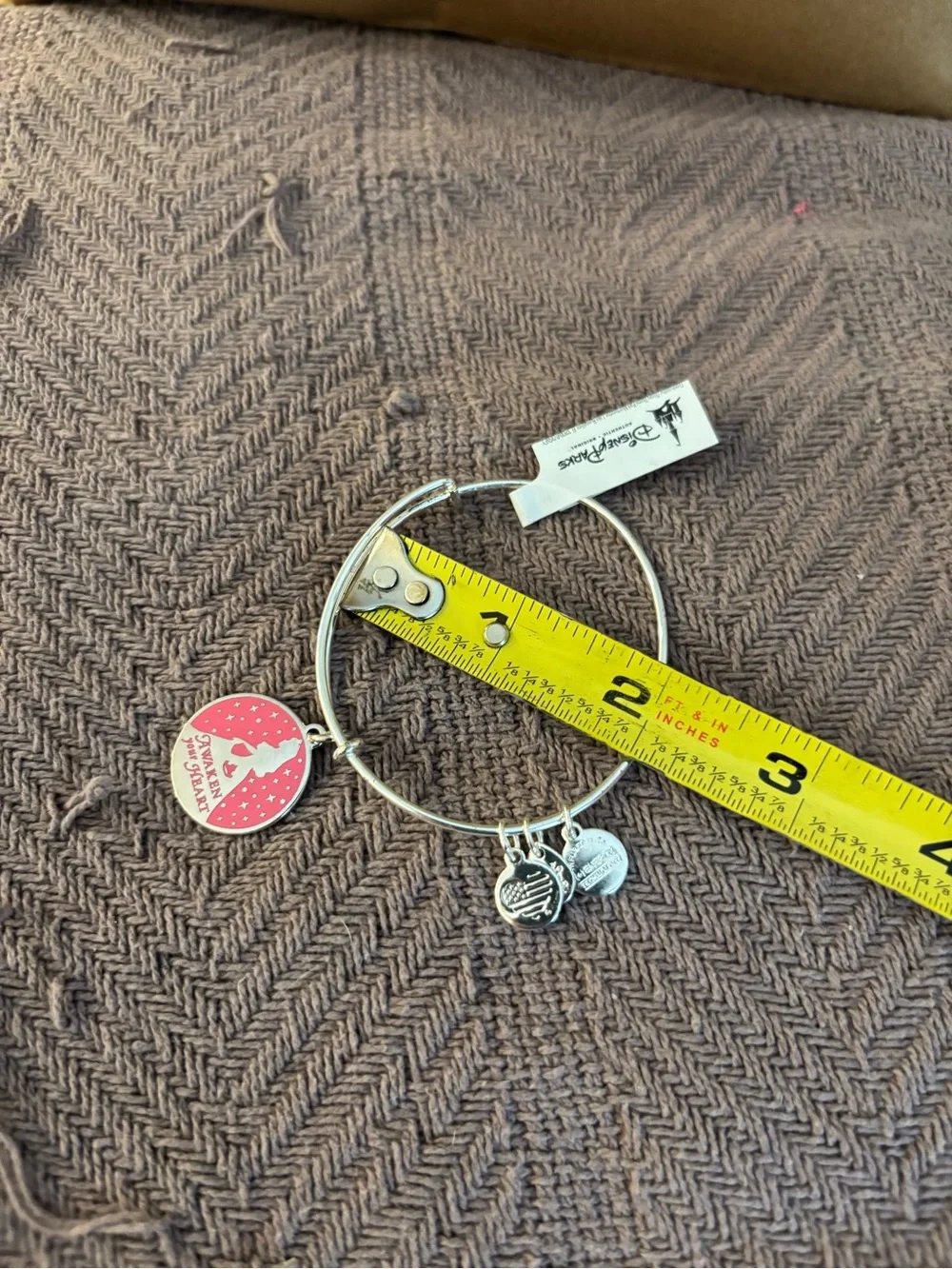 Disney Gold-Tone Bracelet with Pink 'Awaken Your Heart' Charm